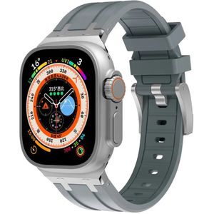 Strap-it Apple Watch luxe liquid silicone band (donkergrijs met zilver)
