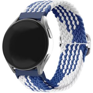 Strap-it Samsung Galaxy Watch 6 Classic 43mm verstelbaar geweven bandje (blauw/wit)