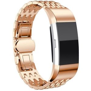 Strap-it Fitbit Charge 4 stalen draak band (rosé goud)