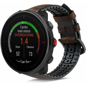 Strap-it Polar Vantage M siliconen / leren bandje (zwart/bruin)