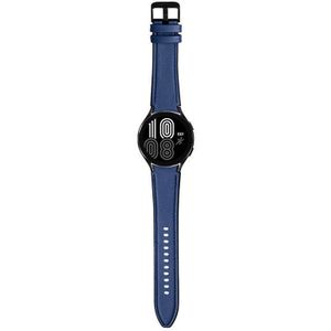 Strap-it Samsung Galaxy Watch 5 - 44mm hybrid leren bandje (donkerblauw)