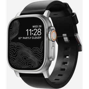 Nomad - Modern Band - Zwart/Zilver - Leder - Voor Apple Watch Series 1 t/m 10 / SE / Ultra