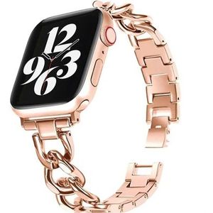 Strap-it Apple Watch steel chain band (rosé goud)