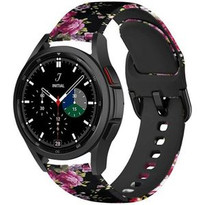 Strap-it Samsung Galaxy Watch 4 Classic 42mm Pink Flower Siliconen bandje