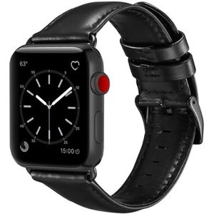 Strap-it Apple Watch SE leren bandje (zwart)