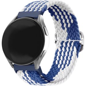 Strap-it Huawei Watch GT 3 Pro 43mm verstelbaar geweven bandje (blauw/wit)