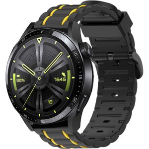 Strap-it Huawei Watch GT 3 46mm sport gesp band (zwart/geel)