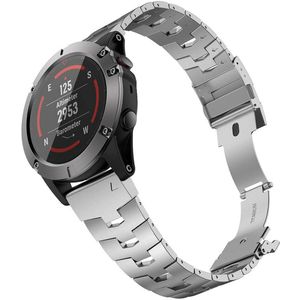 Strap-it Garmin Fenix 5x / 6x titanium bandje (zilver)