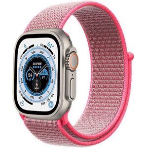 Strap-it Apple Watch Ultra nylon loop band (roze)