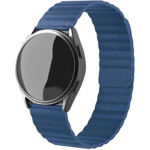 Strap-it Samsung Gear Sport leren loop bandje (donkerblauw)