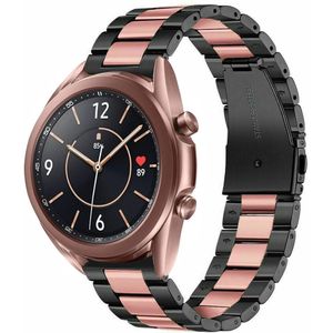 Strap-it Samsung Galaxy Watch 3 41mm stalen band (zwart/roze)
