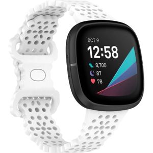 Strap-it Fitbit Sense siliconen bandje met patroon (wit)