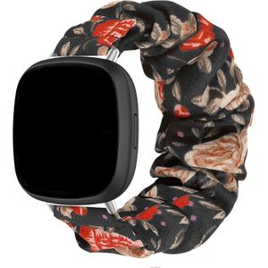 Strap-it Fitbit Sense scrunchie bandje (bloemen)