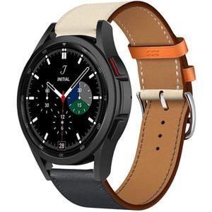 Strap-it Samsung Galaxy Watch 4 Classic 42mm leren bandje (wit/donkerblauw)