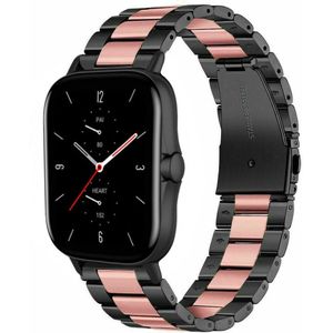 Strap-it Amazfit GTS 2 stalen band (zwart/roze)