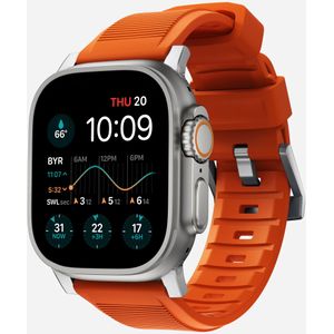 Nomad Rugged Apple Watch siliconen bandje (zilver/ultra orange)