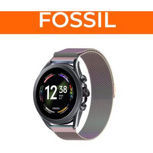Strap-it Milanese band voor Fossil smartwatches (regenboog)