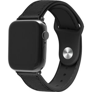 Strap-it Apple Watch 8 leren hybrid bandje (zwart)