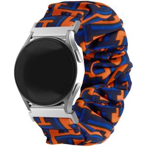 Strap-it Samsung Galaxy Watch 4 Classic 46mm scrunchie bandje (zwart/oranje/blauw)