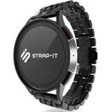 Strap-it Samsung Galaxy Watch 42mm duo stalen schakel band (zwart)