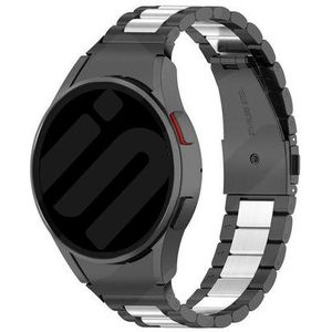 Strap-it Samsung Galaxy Watch 6 - 44mm stalen schakel band (zwart/zilver)