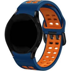 Strap-it Samsung Galaxy Watch 5 44mm sport square bandje (blauw/oranje)