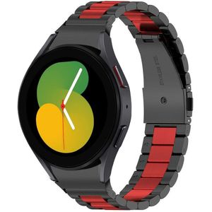 Strap-it Samsung Galaxy Watch 5 - 40mm stalen schakel band (zwart/rood)