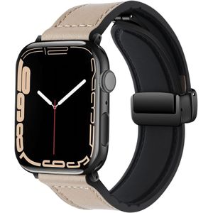 Strap-it Apple Watch leren D-buckle bandje (lichtbeige)