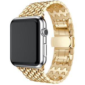 Strap-it Apple Watch 8 stalen draak band (goud)