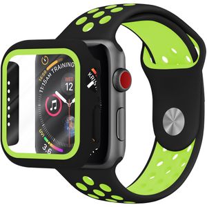 Strap-it Apple Watch sport band + TPU case (zwart/geel)