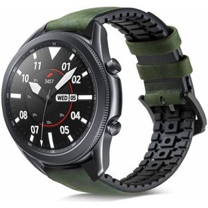 Strap-it Samsung Galaxy Watch 3 45mm siliconen / leren bandje (groen)