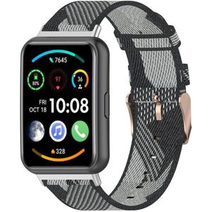 Strap-it Huawei Watch Fit 2 nylon gesp bandje (zwart/grijs)