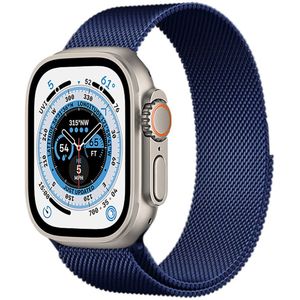 Strap-it Apple Watch Ultra Milanese band (blauw)