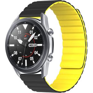 Strap-it Samsung Galaxy Watch 3 45mm magnetisch siliconen bandje (zwart/geel)