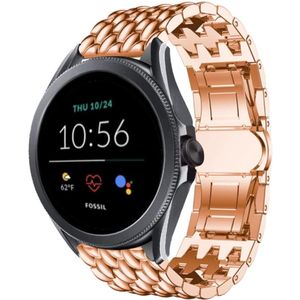 Strap-it Fossil Gen 5e - 44mm stalen draak band (rosé goud)