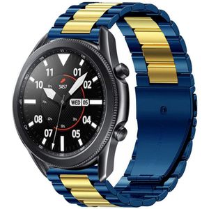 Strap-it Samsung Galaxy Watch 3 45mm stalen band (blauw/goud)