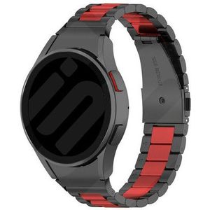 Strap-it Samsung Galaxy Watch 6 - 40mm stalen schakel band (zwart/rood)