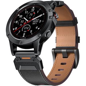 Strap-it Garmin Fenix 8 - 47mm genuine leren bandje (zwart)
