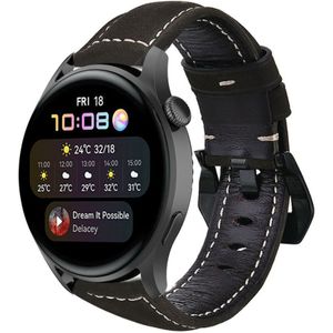 Strap-it Huawei Watch 3 (Pro) leren band (zwart)