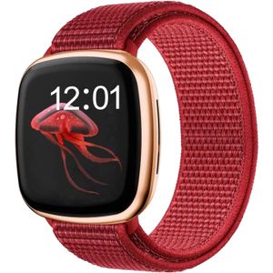 Strap-it Fitbit Sense nylon bandje (rood)