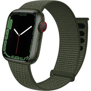 Strap-it Apple Watch nylon loop bandje (legergroen)
