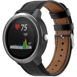 Strap-it Garmin Vivoactive 3 bandje leer (strak-zwart)