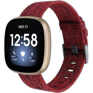 Strap-it Fitbit Versa 3 geweven nylon gesp band (rood)