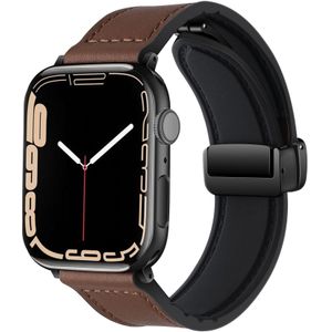 Strap-it Apple Watch leren D-buckle bandje (donkerbruin)