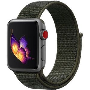 Strap-it Apple Watch 8 nylon bandje (donkergroen)