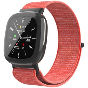 Strap-it Fitbit Versa 4 nylon bandje (oranje)
