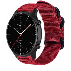 Strap-it Amazfit GTR 2 nylon gesp band (rood)
