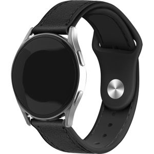 Strap-it Samsung Galaxy Watch 6 Classic 43mm leren hybrid bandje (zwart)