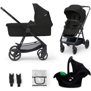 Kinderkraft Newly - Kinderwagen - 3in1 reissysteem incl. Mink Pro autostoel - Geschikt van 0-22kg - Classic Black