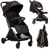 FreeOn Wandelwagen - Compacte lichtgewicht & Autofolding Buggy - Unique - Zwart-Goud (geschikt van 6mnd-15kg)